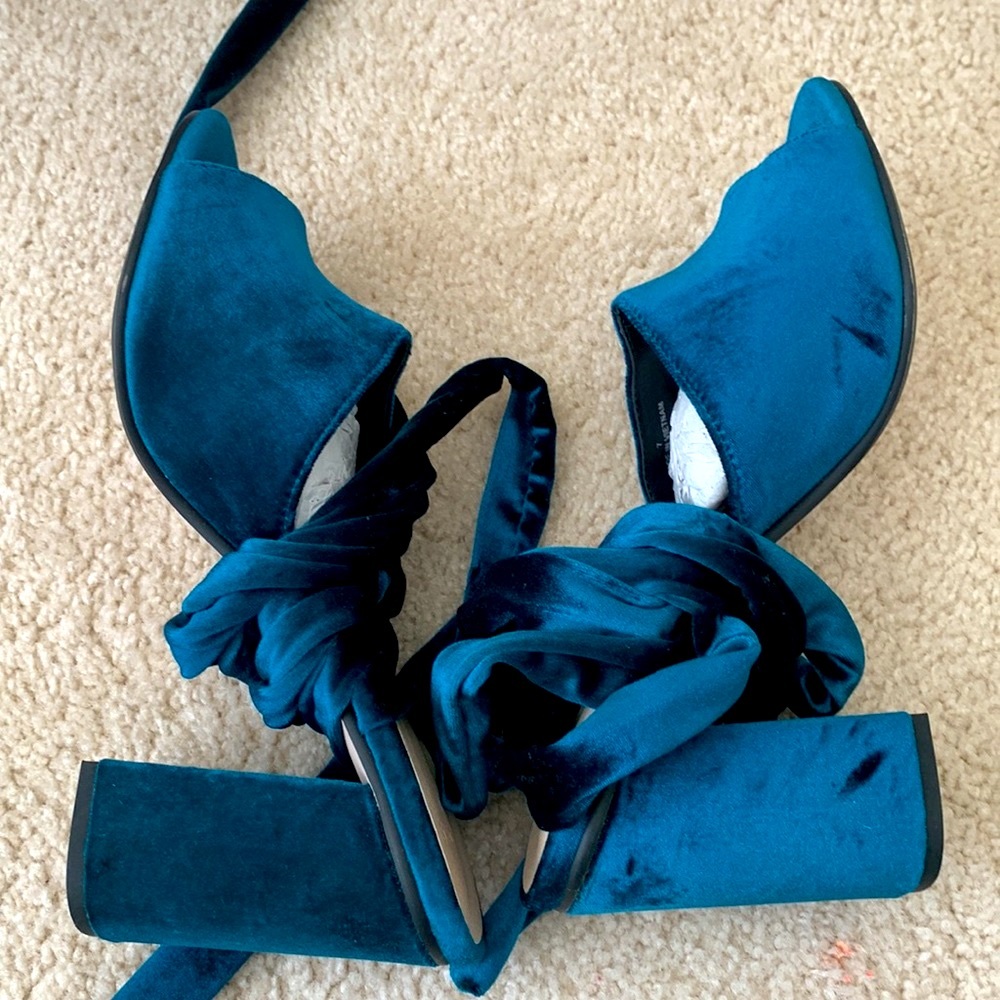 Aqua suede 3in thick heels from ASOS, new but without a box